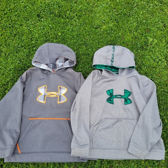 UNDER ARMOUR STORM HOODIE CAMO GRAY GREEN YOUTH BOYS LARGE YL LOT OF 3 - Picture 6 of 7